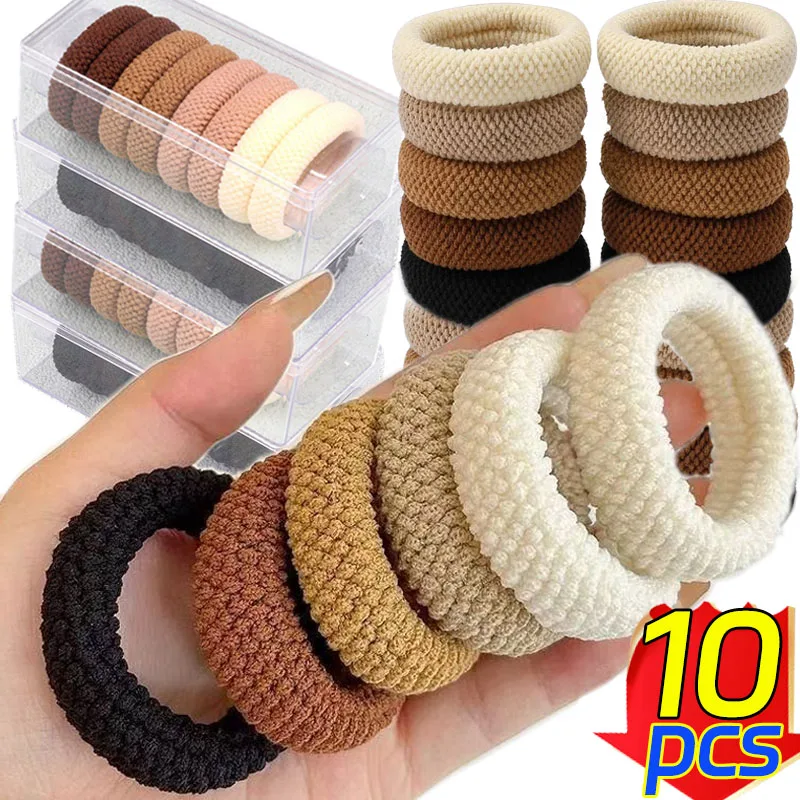 

5/10 шт., высокоэластичная веревка для волос для женщин, утолщенные высокие держатели для хвоста, очень широкие резинки для волос, аксессуары для укладки волос