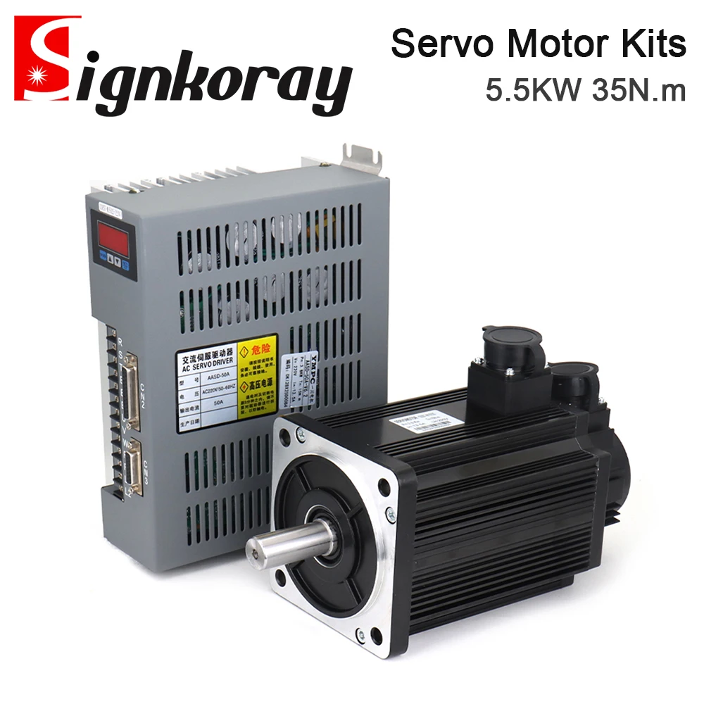 SignkoRay 5.5KW 35N.m AC Servo Motor Driver Kits 1500RPM 380V AC Motor AASD-75A+180ST-M35015 for CNC Router