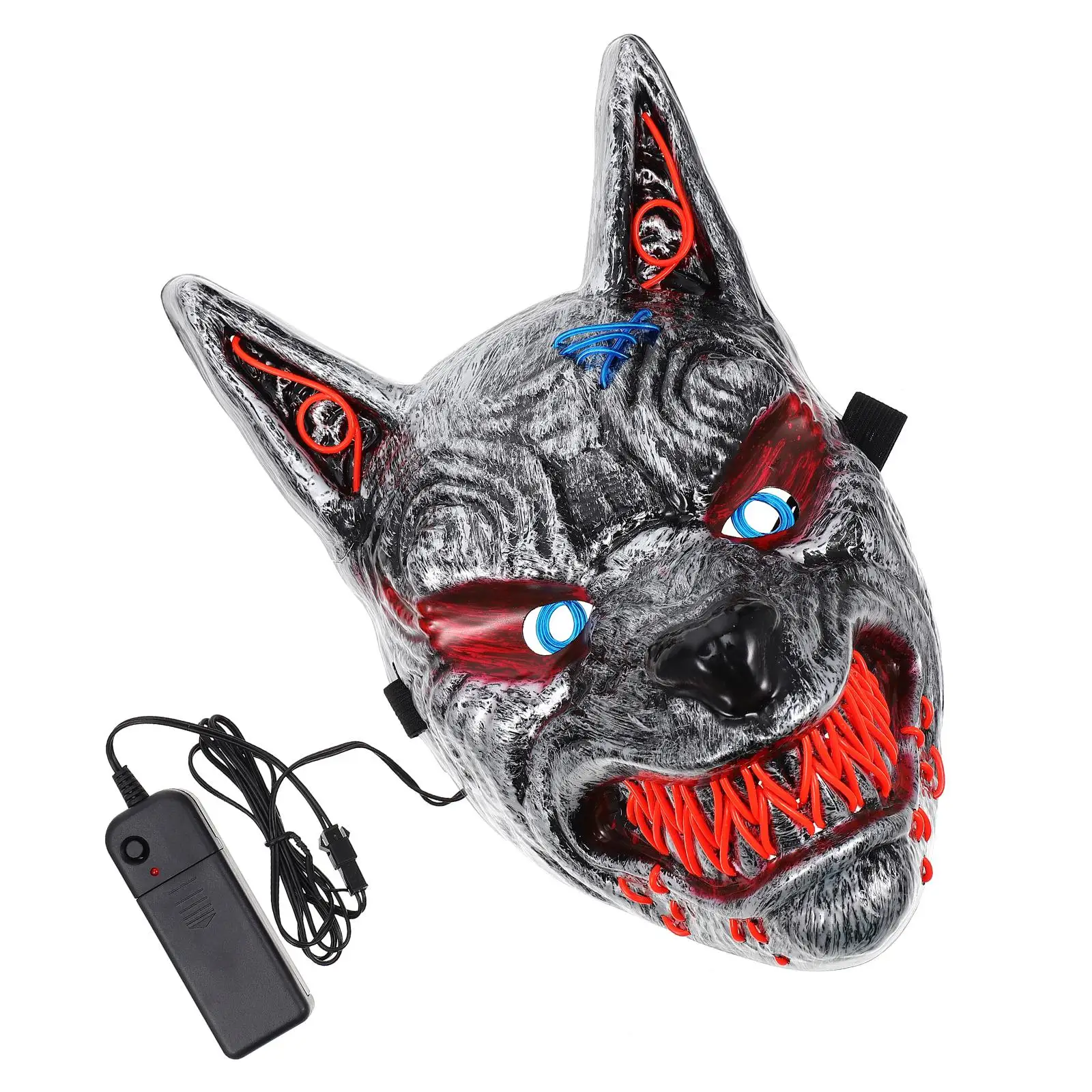 1 PC หน้ากากเรืองแสงฮาโลวีนหัวหมาป่า LED หน้ากากน่ากลัวสําหรับ Carnival Ghost Festival Light Up PARTY เครื่องแต่งกายอุปกรณ์เสริม