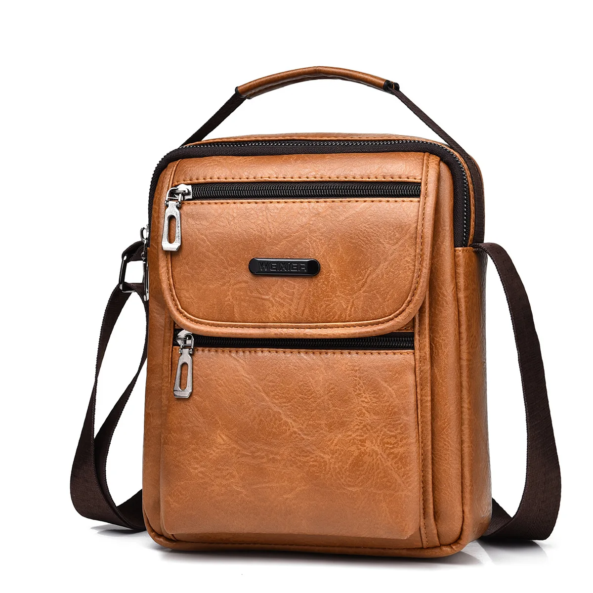 WEIXIER Brand Men Shoulder Bag PU Leather Handbag Large Capacity Crossbody Bags Business Zipper Multifunctional Messenger Bag 가방