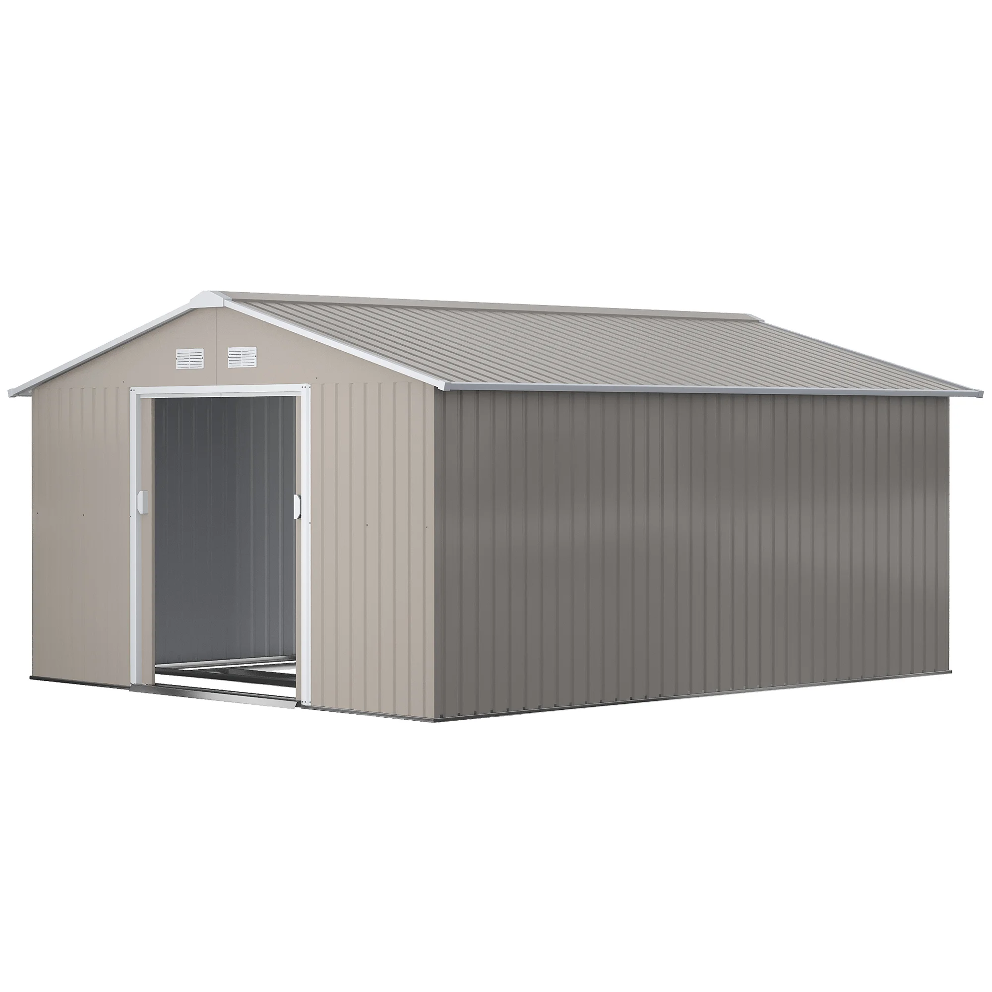 Garden Metal Shed, Storage Shed Utility Storage with Double Locking Doors for Bike, Yard Tools, Light Gray