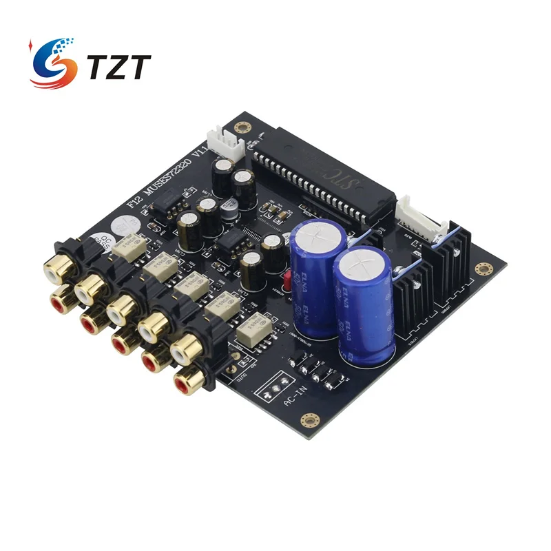 TZT F12 muse72320 pengendali Volume papan Preamplifier Level penggemar pengendali jarak jauh IR dengan layar OLED 2.08 inci