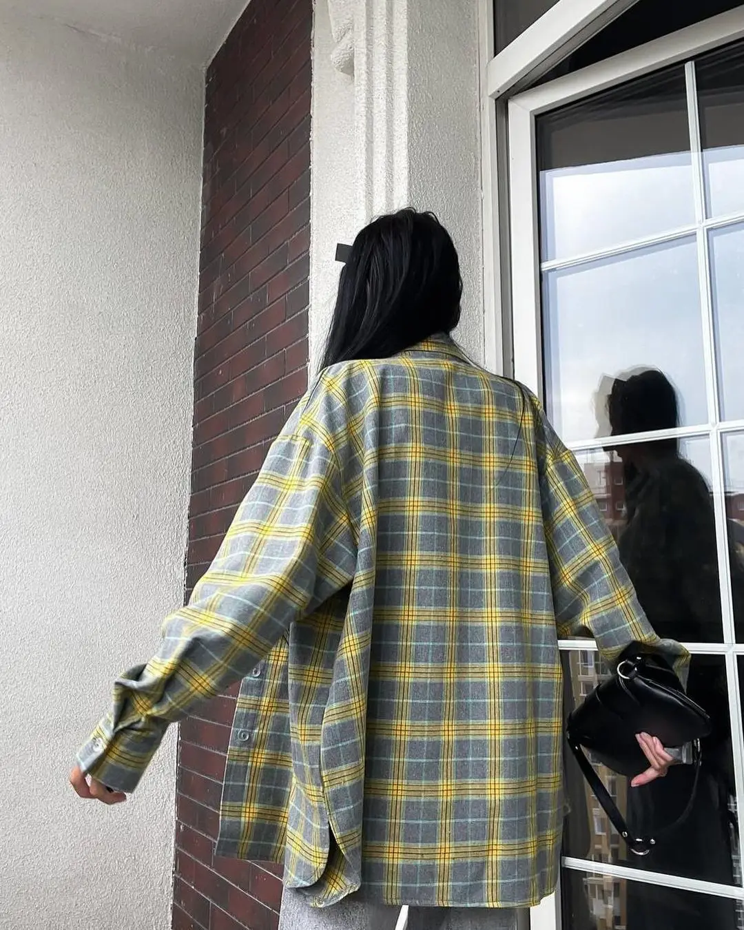 Womens Button Down Flannel Shirts Long Sleeve Plaid Shackets Business Casual Blouse Top