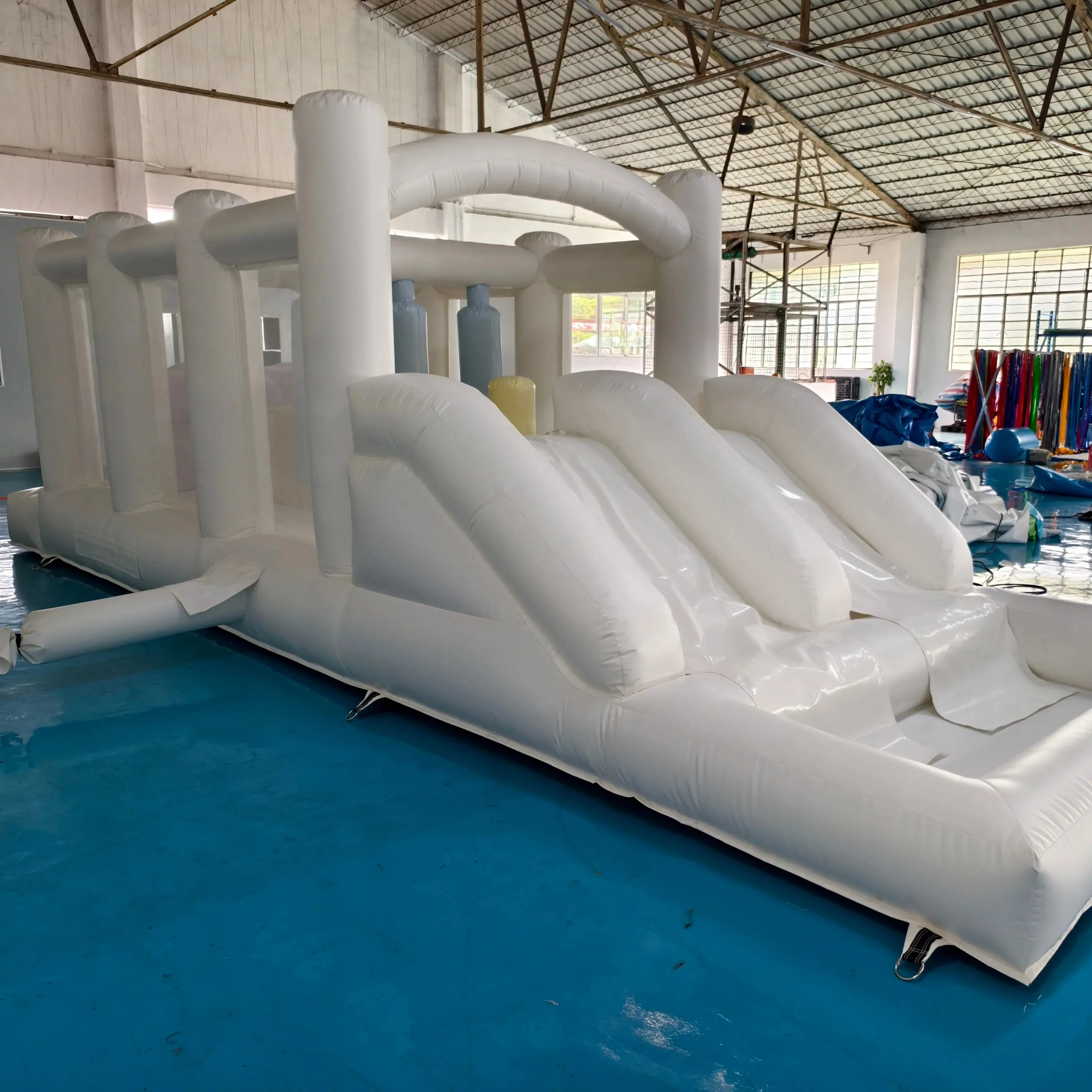

Inflatable Obstacle Course For Kids Jumping Castle Commercial Children's White Bounce House With Slide Bouncy Castle Outdoor