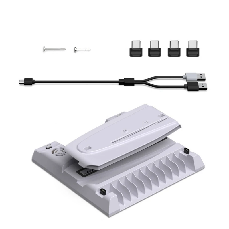 Stacja chłodząca na stojaku na konsole podwójną stacją ładującą kontroler i regulowanym wentylatorem chłodzącym dla P5