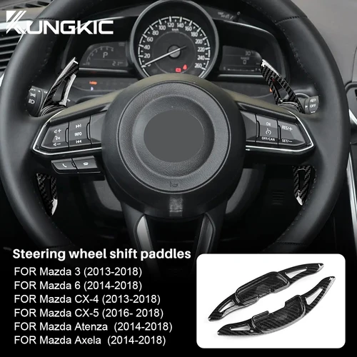 Imagen 2 del producto Para Mazda 3 6 CX4 CX5 Atenza Axela 2 piezas/lote palanca de cambios para volante de coche accesorios de ajuste de fibra de carbono ABS