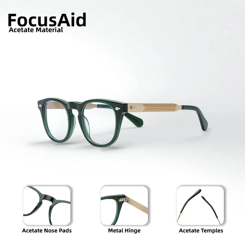 

Retro High Quality Oval Acetate Frame With Metal Temple Design Johnny Depp Glasses For Men And Women Luxury Design Frame