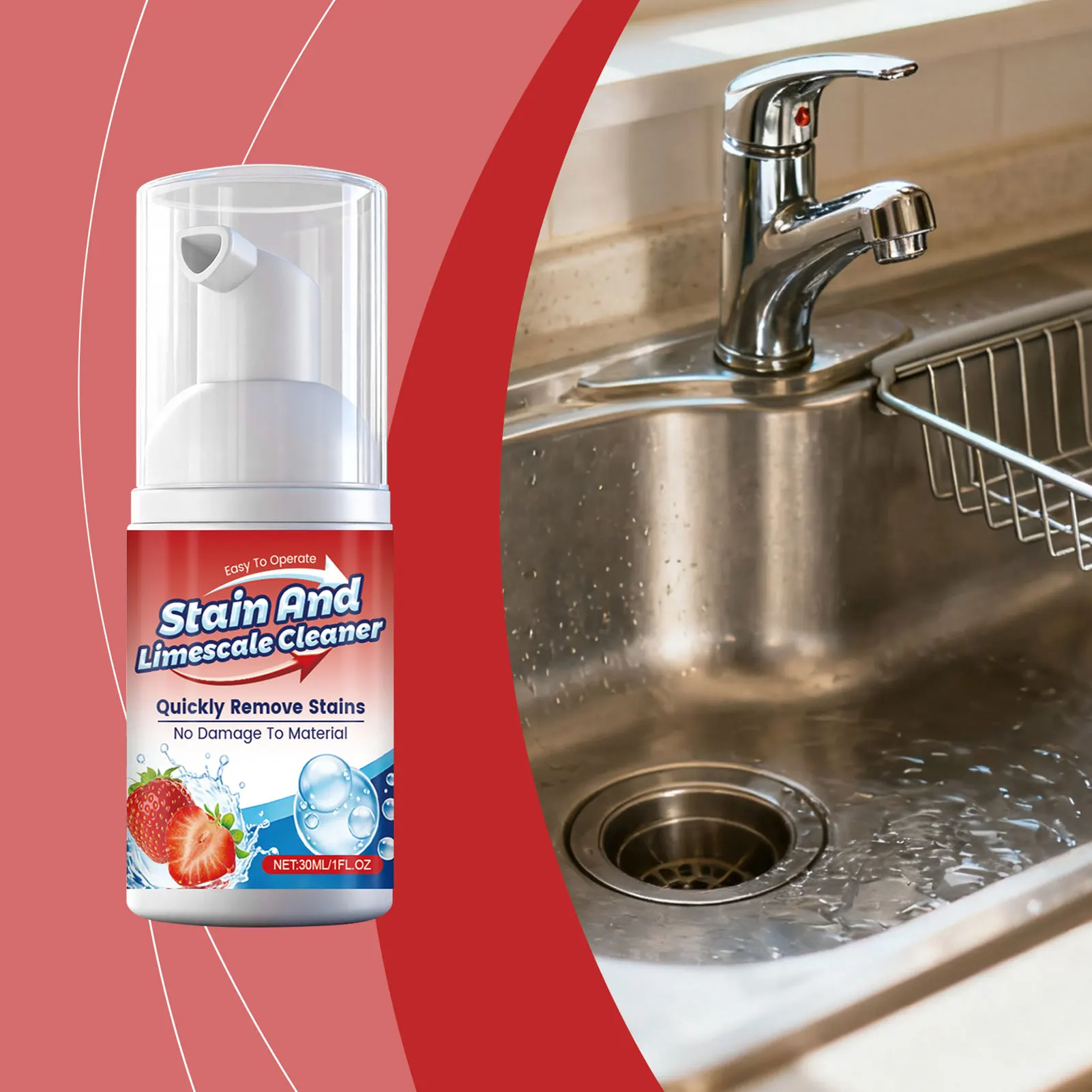 Universal Stain Limescale Cleaner Fast-Acting Limescale Remover For Bathroom Kitchen Surfaces Multi-Surface Safe Streak Shine