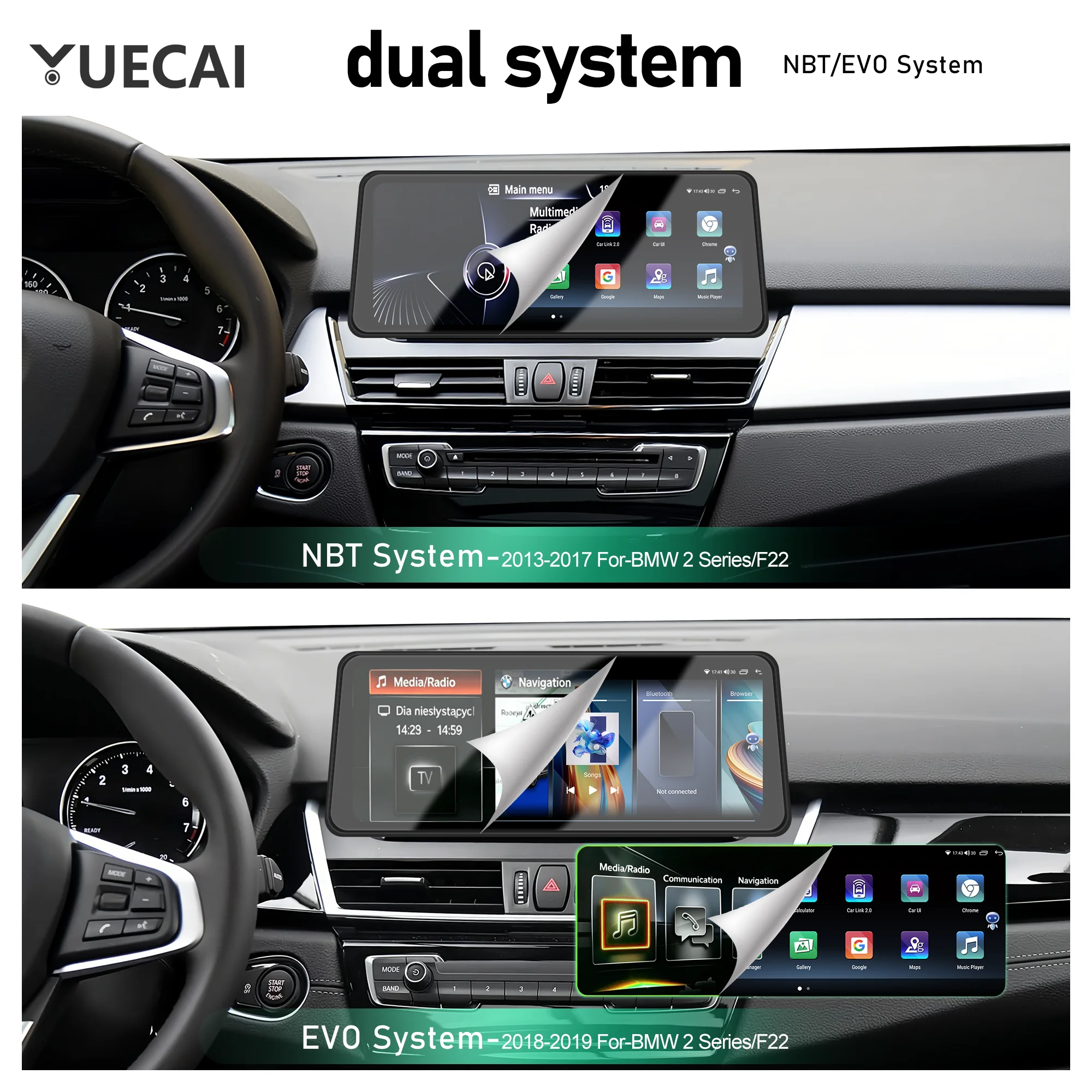 Suitable for BMW 2 Series F45 F46 12.3-inch Car Video Multimedia Player 2013-2019 WIFI BT GPS Navi HD Touch Screen Compatible