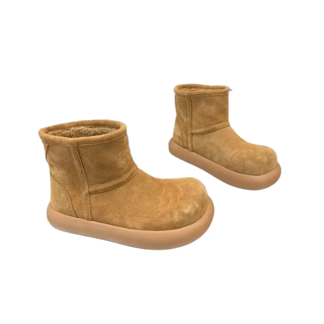 2025 المرأة سميكة القاع أحذية الثلوج الفراء اصطف أحذية الشتاء الدافئة المطاط وحيد جولة تو الكاحل الجوارب الكورية نمط 35-40 #6