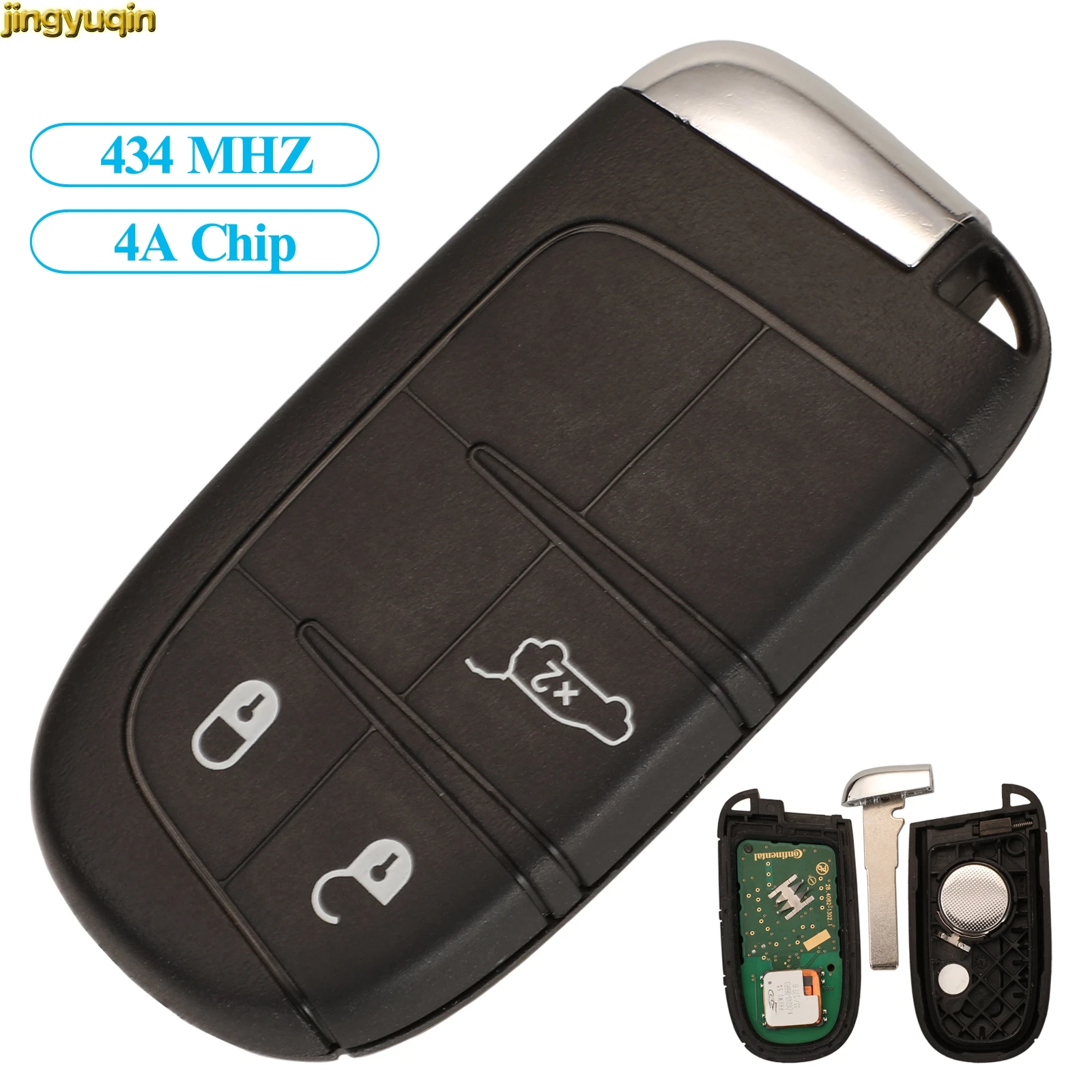 Jingyuqin Remote Car Key Fob Control 434MHZ 4A Chip For Jeep Compass Original Factory 3 Buttons