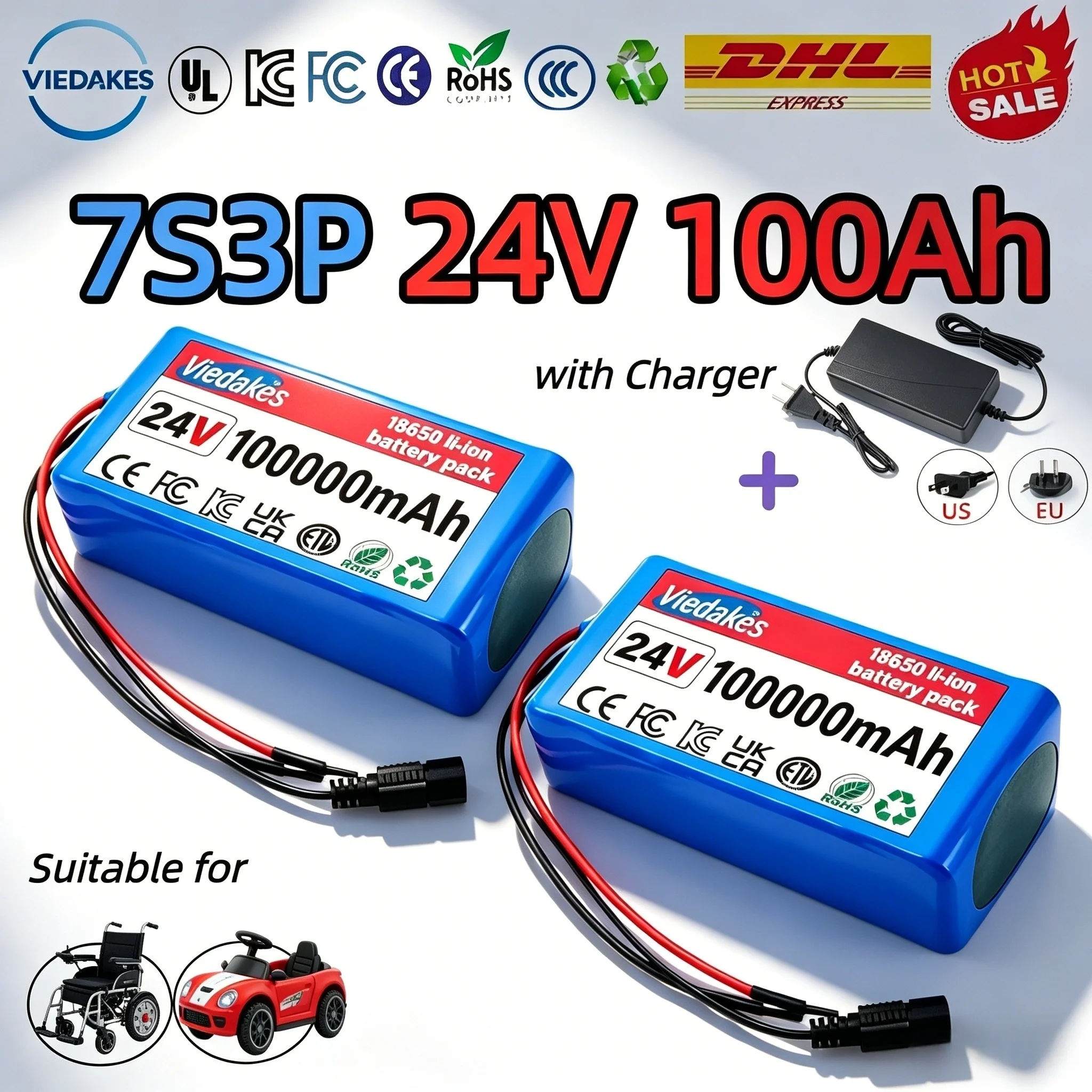 

Литий-ионный аккумулятор 24В 7S3P 18650, 100Ач 29.4В, со встроенной BMS 20А и быстрым зарядным устройством 2А, замена для электровелосипедов, скутеров, опрыскивателей