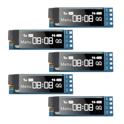 0.91 인치 I2C OLED 디스플레이 모듈, I2C OLED 스크린 드라이버, DC 3.3V-5V (백색광), 5 개