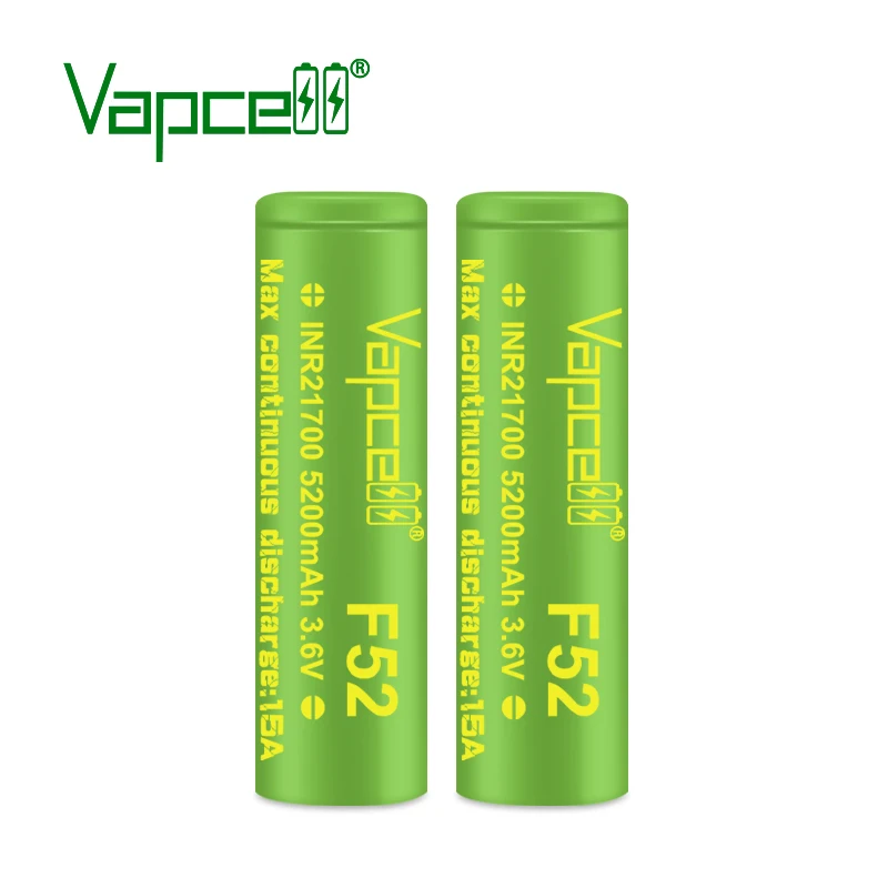 Original Vapcell F52 21700 5200mah 15A Battery INR21700 3.6V Rechargeable Battery For Toys Flastlight High Power Cell