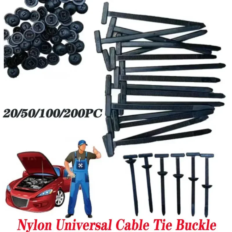 

20/100Pcs Self-Locking Nylon Zip Ties Holder with Pin & Button Design Plastic Cable Ties Fasteners Multipurpose for Car Auto