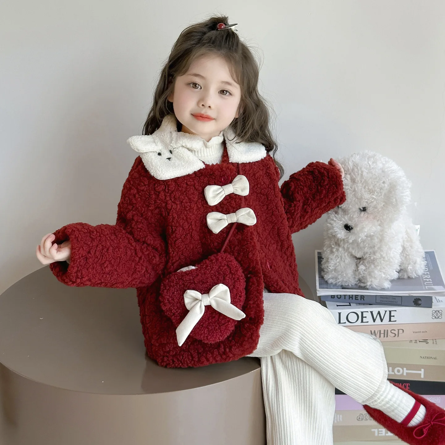 

Girls' outerwear autumn and winter style sweet and cute, versatile children's winter clothes, cotton padded thick clothes