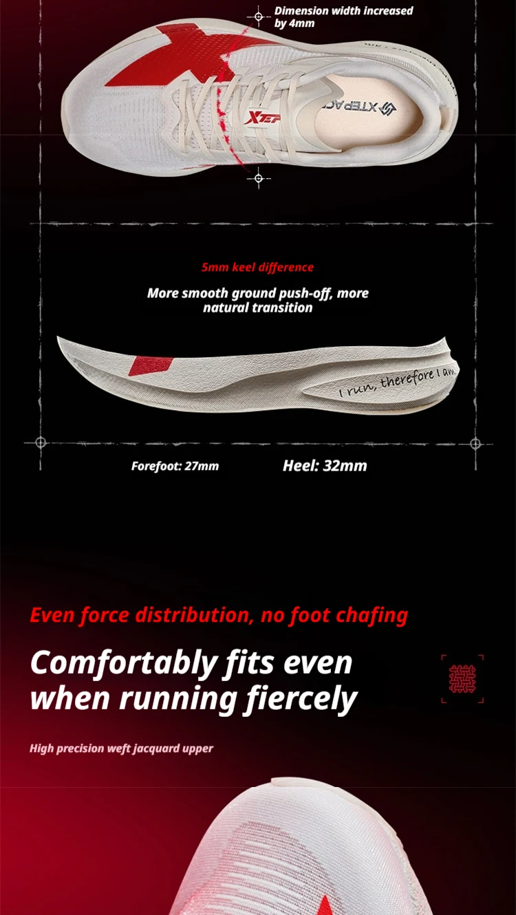 XTEP 2000km PRO Laufschuhe für Damen 2026 Frühling Stabilität Komfort Gepolstert Leichtgewicht Damen Sportschuhe 874218110043 – Detail 12
