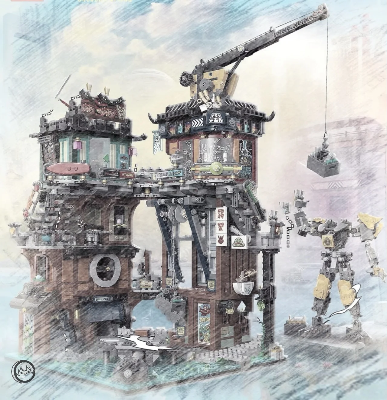 

2025Новая модель с видом на улицу города, строительные блоки, строительная мастерская, технические кирпичи, игрушки «сделай сам», детские и мальчики, праздничные подарки для взрослых