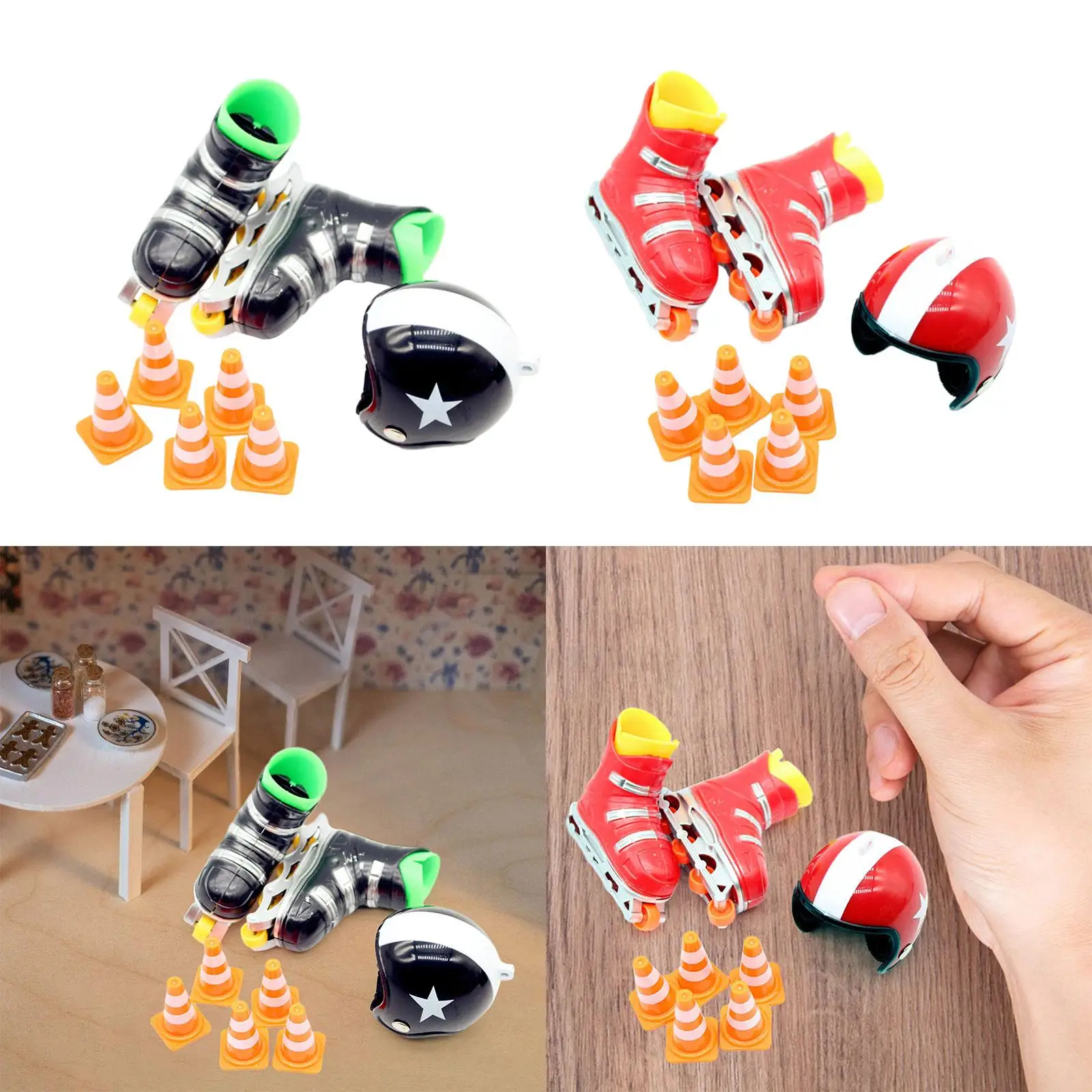 Dollhouse Sport Skates Set Dollhouse Helmet Roadblocks for Doll Houses Decor