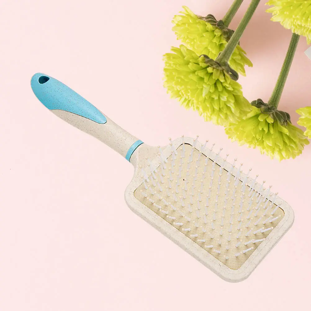 

Wheat Straw PP Scalp Massage Comb for Hair Loss Prevention Detangling Paddle Comb for Curly Tangled Hair Beige Lightweight