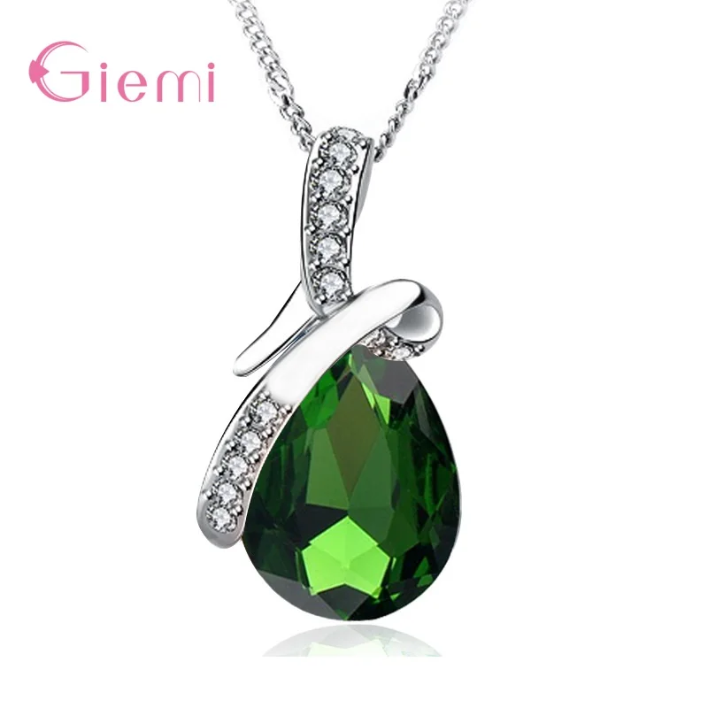Colar com pingente de gota de prata esterlina 925, colar de cristal de quartzo para mulheres, joias da moda, presentes