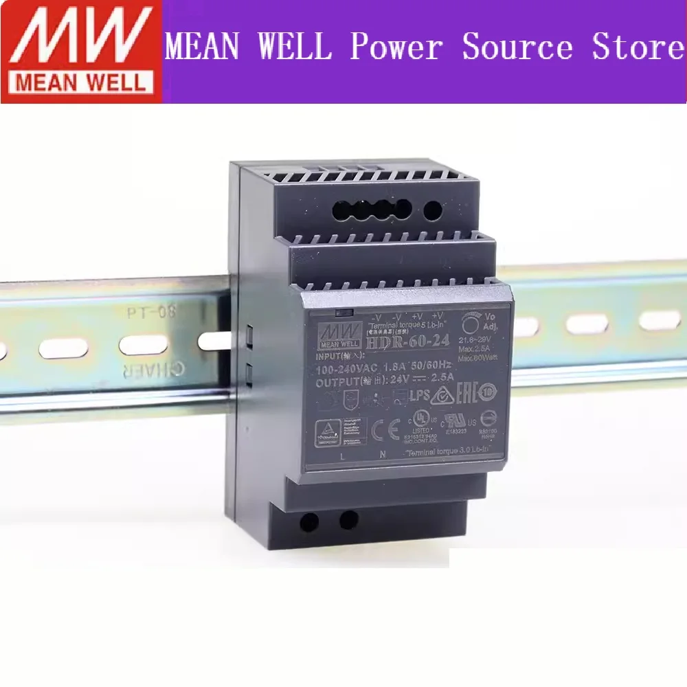 MEAN WELL HDR-60 HDR-60-5 HDR-60-12 HDR-60-15 HDR-60-24 HDR-60-48 Switching power supply guide rail 60W transformer