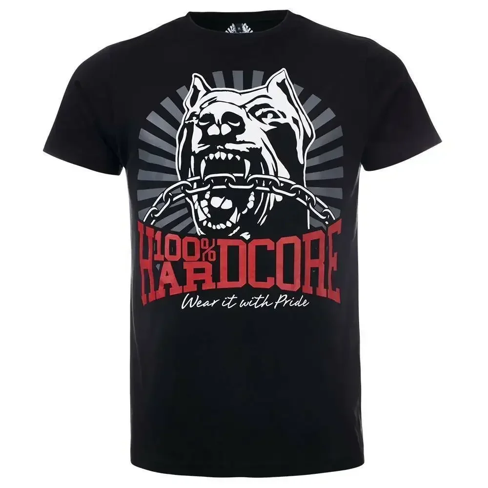 Camiseta 100 HARDCORE Dog 1 negra 305206060 Gabber Techno Partyoutfit2024, camiseta de marca de alta calidad, informal, estampada, 100% algodón