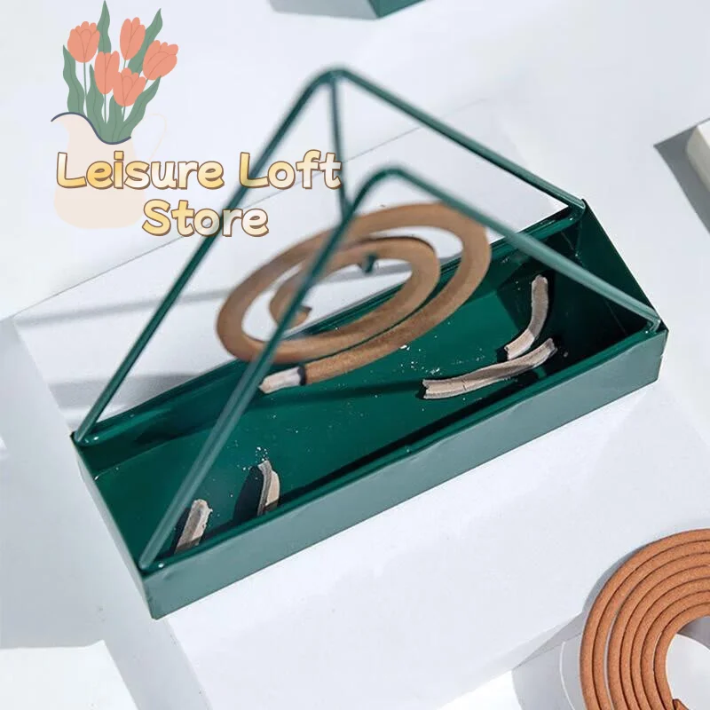 Mosquito Coil Holder Black Iron Triangular Frame Fireproof Ash Storage Tray for Home Outdoor Travel Use