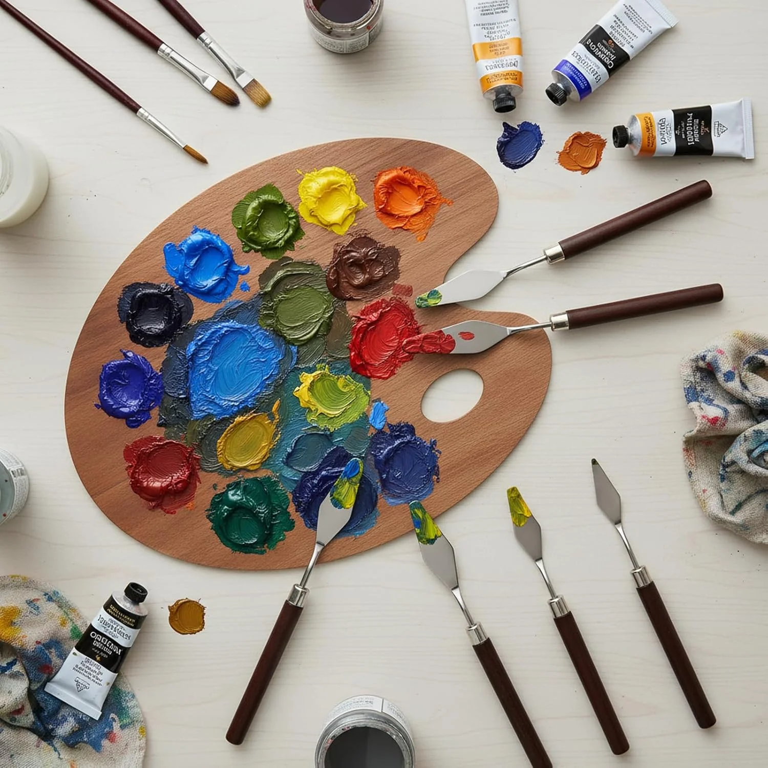 1/3/5/7 قطعة/المجموعة الفولاذ المقاوم للصدأ النفط اللوحة سكين الفنان ملعقة أدوات الرسم القرطاسية كعكة لوازم الخبز اللوحة الرسم لطيف