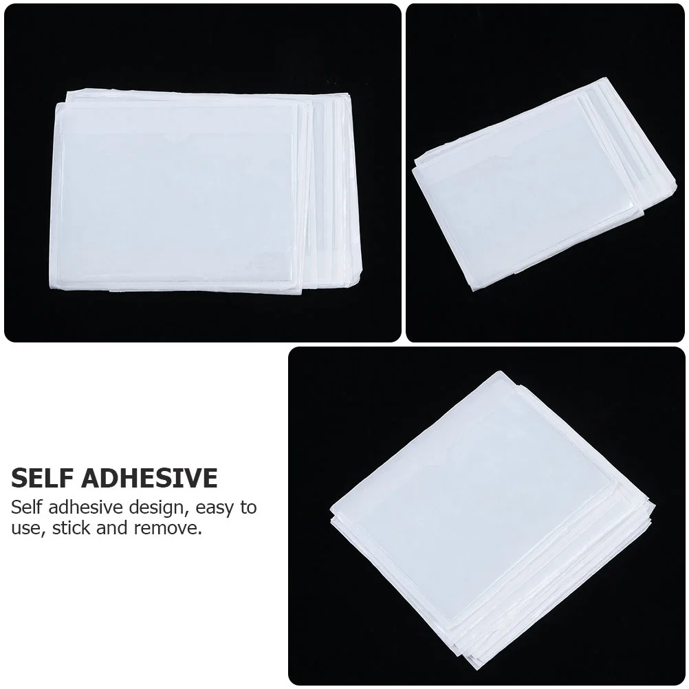 

30 шт. самоклеящиеся карманы для карт, прозрачный пластиковый держатель для этикеток, органайзер для визитных карточек, рукав для офиса, дома, школы
