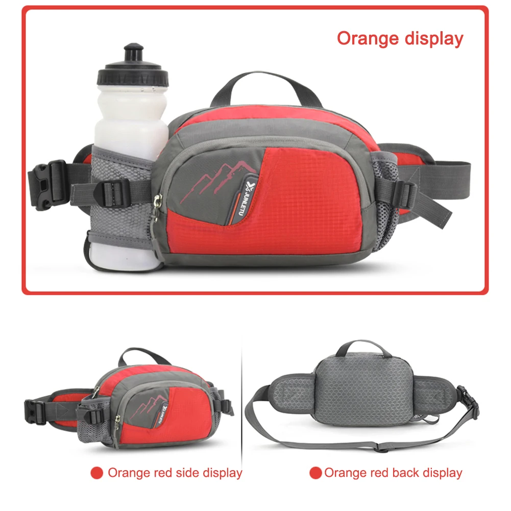 Fanny Pack Running Belt Purse Phone Pouch Women Men Sling Waist Pack Nylon with Bottle Holder Waterproof for Cycling for Jogging