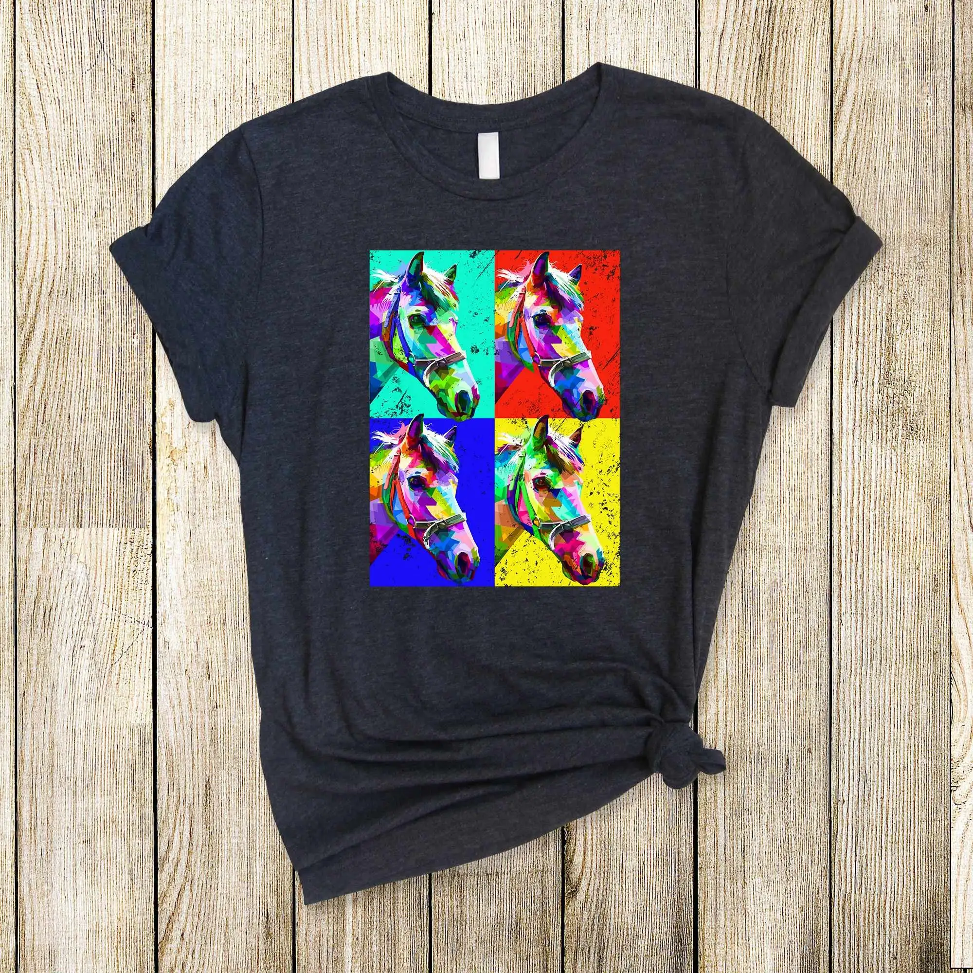 Pop Art T Shirt Horse Farm Animal Lover Funny Horseback Riding