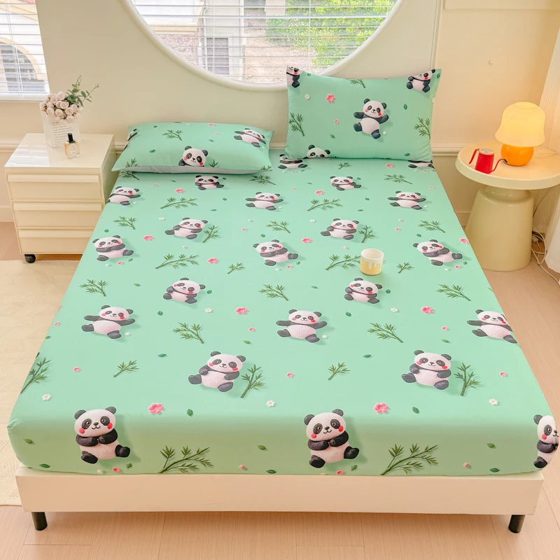 

Panda Printed Fitted Bed Sheet with Elastic Queen/King 5D Digital Printed Bed Sheets Cool Feeling and Brushed Mattress Protector