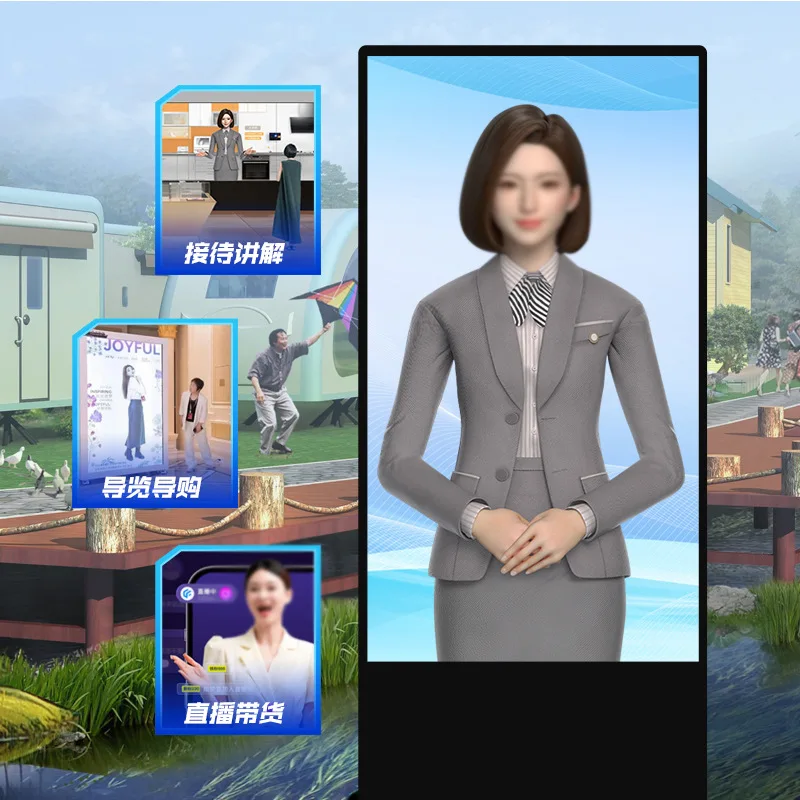 Custom Human Replica LCD Transparent Screen Display Cabinet AI Holographic Chamber Digital Human Interactive Display Cab