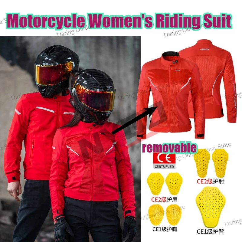

Women Motorcycle Riding Jacket Spring Summer Mesh Breathable Four Season Anti Fall Protective Gear Motocross Racing Clothing