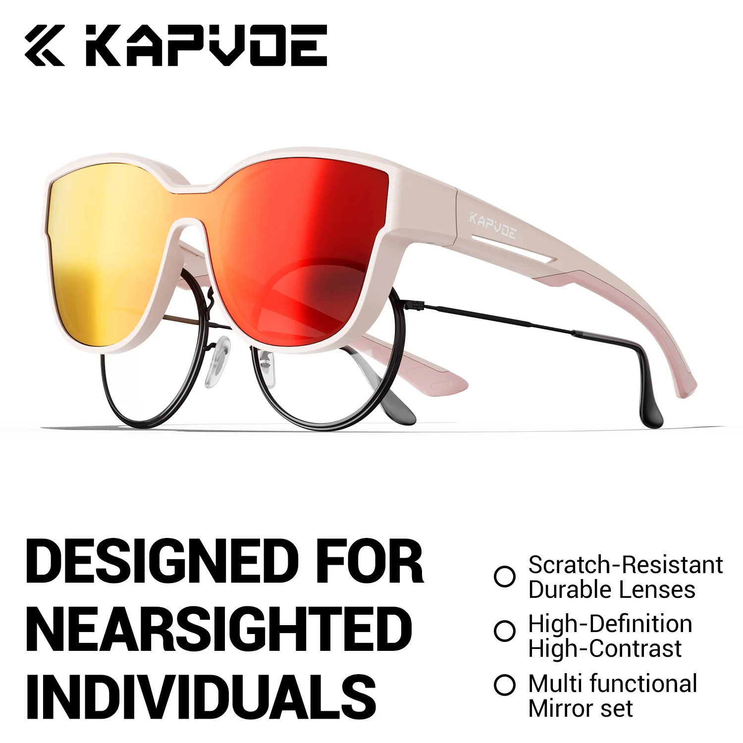 KAPVOE Sports glasses that can be worn over Myopia Glasses Cover Cycling Glasses Outdoor Sport Camping Bicycle Bike Sunglasses