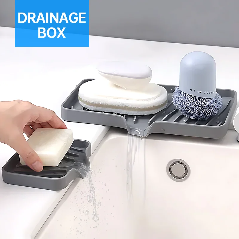 

Silicone Soap Box Non-Slip Sink Tray Portable Bathroom Soap Organizer Drainage Soap Dish Bathroom Accessories
