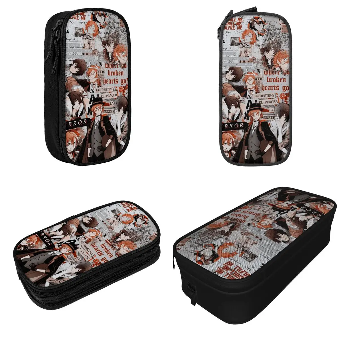 Chuuya Nakahara Collage Pencil Case Bungou Stray Dogs Anime Pencilcases Pen Holder Kids Bag Students School Zipper Stationery