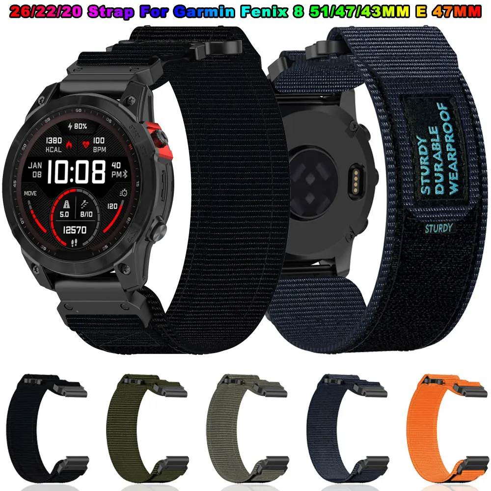 22mm 26mm Loop Nylon Watchband For Garmin Fenix 7X 7 EPIX 6X 6 5X 5 Plus 3HR Wristband Strap Forerunner 935 945 955 965 QuickFit