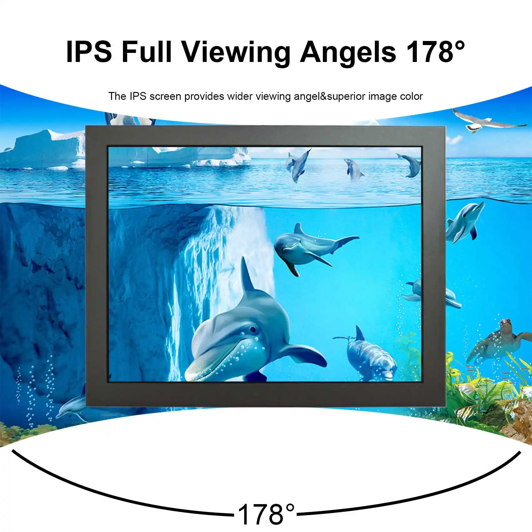 10 インチ 1024x768 VGA AV BNC 入力ポート IPS LCD モニター、ブラックメタルケース付き