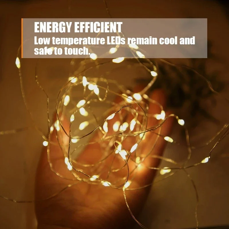 1m 2m 3m 5m fio de cobre led luzes da corda iluminação do feriado guirlanda de fadas para árvore de natal festa de casamento decoração festa