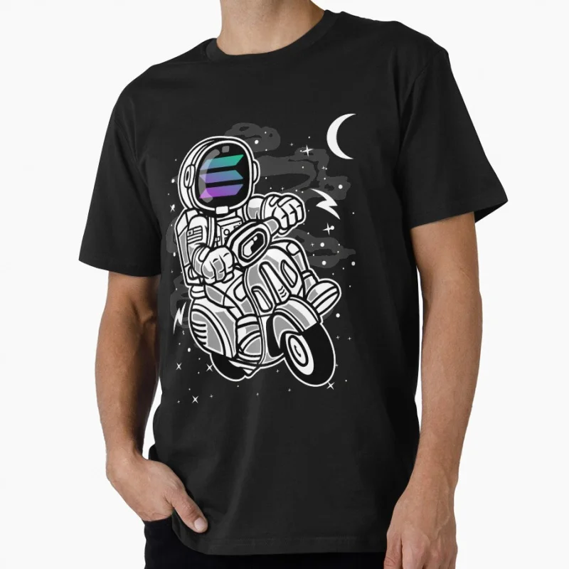 

Astronaut Scooter Solana SOL Coin To The Moon Crypto Token Cryptocurrency Blockchain Wallet HODL Gift T shirt Large size Tops