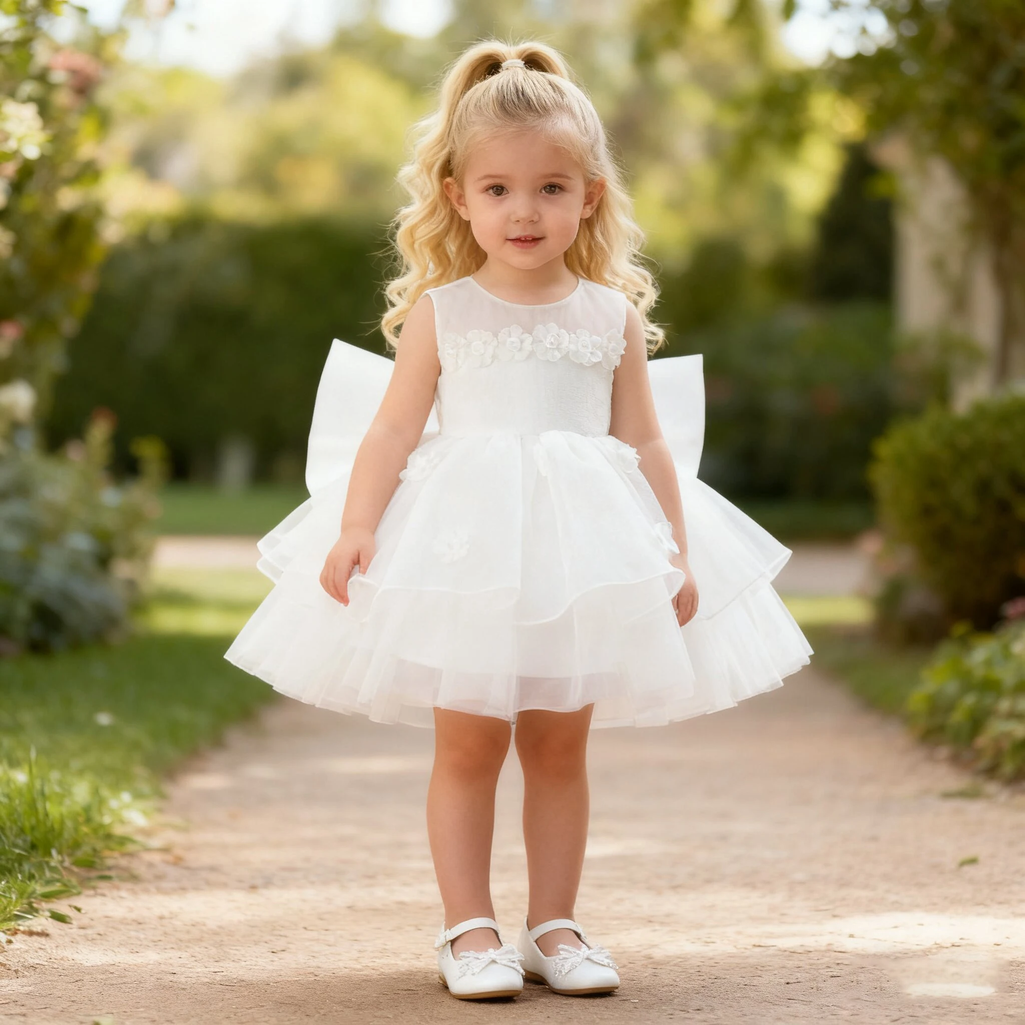 Elegant Baptism Party Baby Girl Dress Toddler Big Bow 1st Birthday Bridesmaids Prom Dresses Girls Lace Wedding Prom Tutu Costume