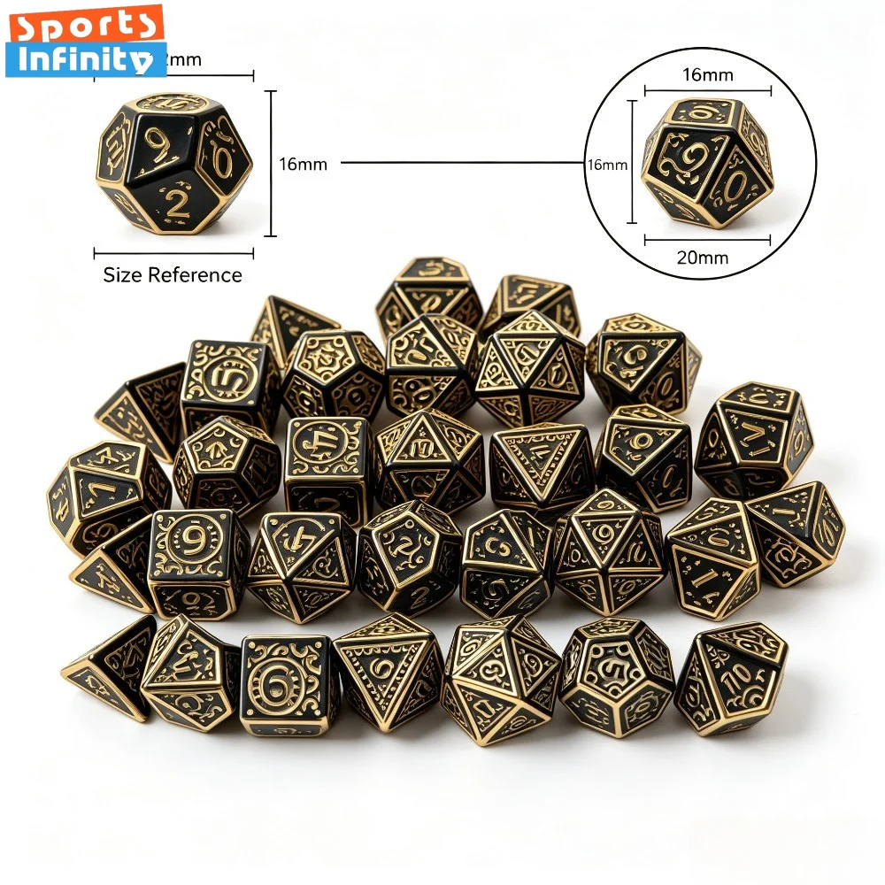 7 Piece Hollow Number Polyhedral Dice Set for DND RPG Tabletop Board Game