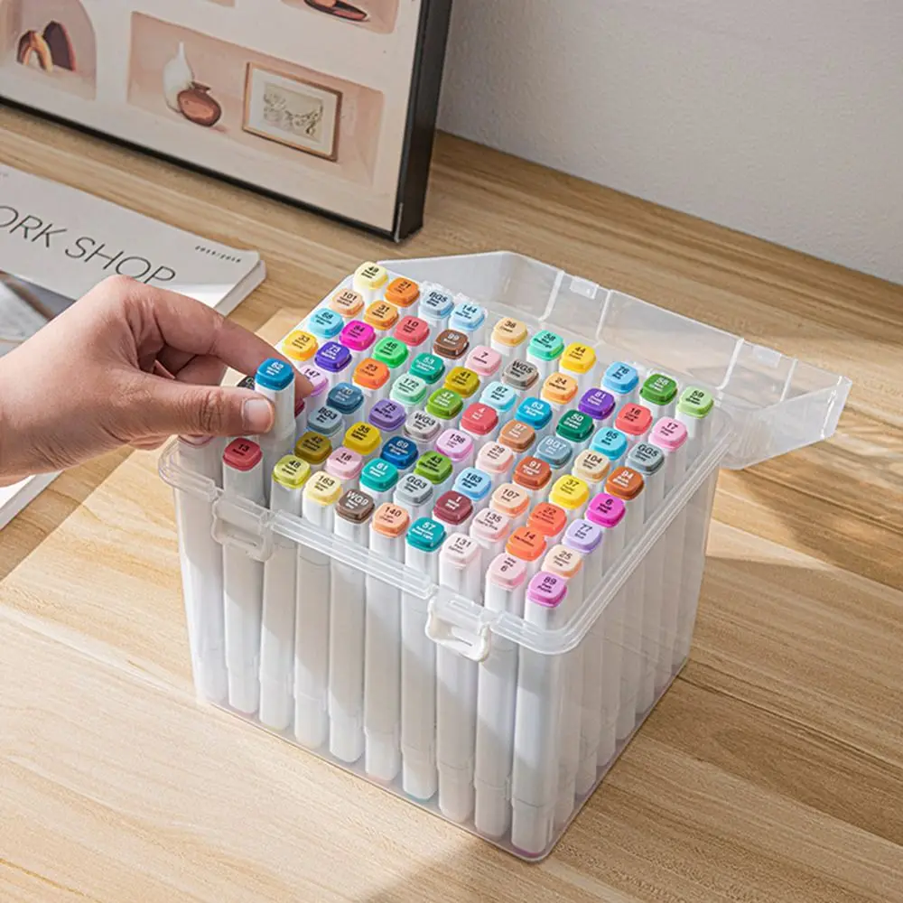 24/36/48/60/80 Slots Pen Holder Marker Pen Organizer Large-capacity Marker Storage Box Waterproof Dust-proof Desk Pen Holder