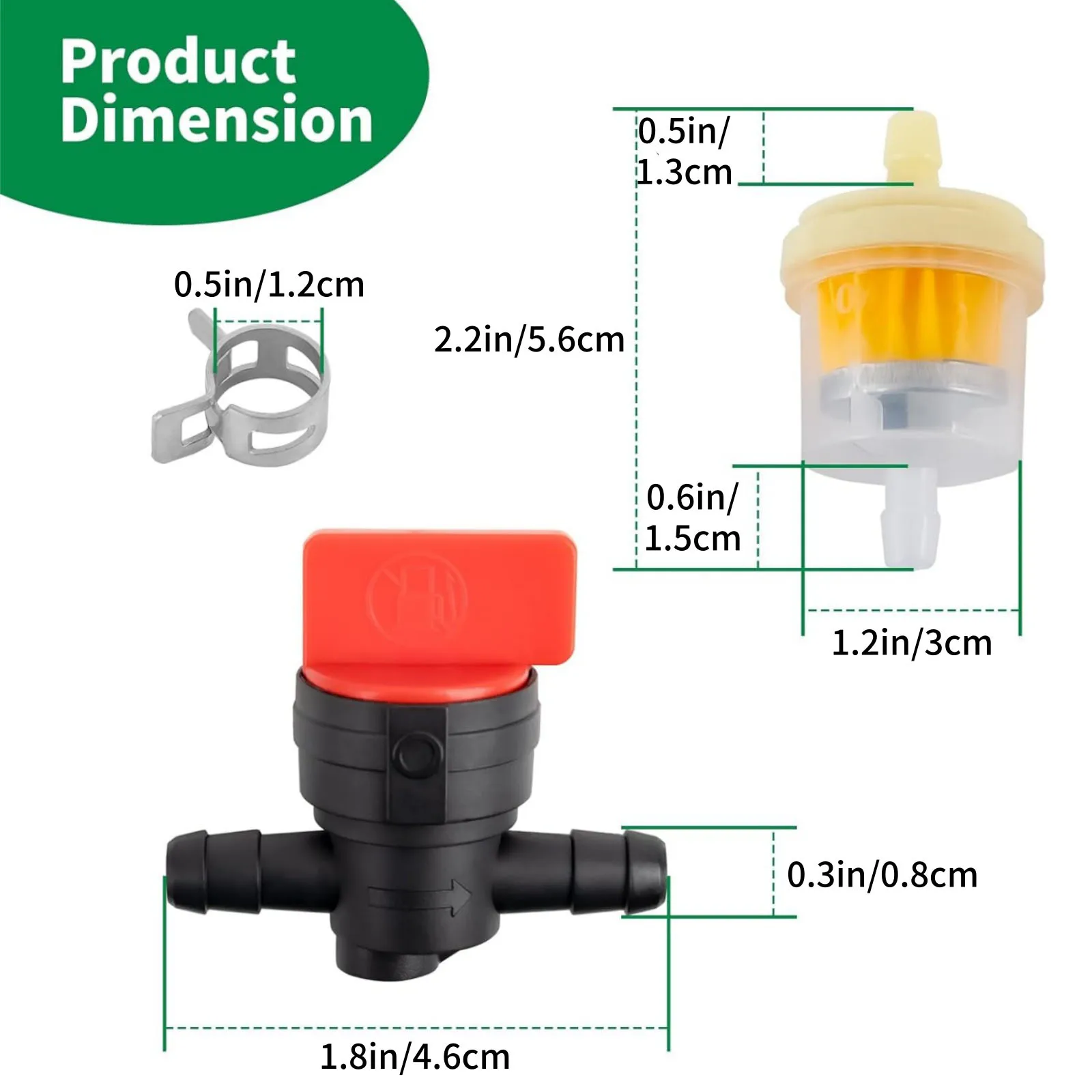 3 Pack 494768 698183 Fuel Filter Inline Fuel Shut Off Valve Clamps Kit For Briggs & Stratton Lawn Mower Tractor