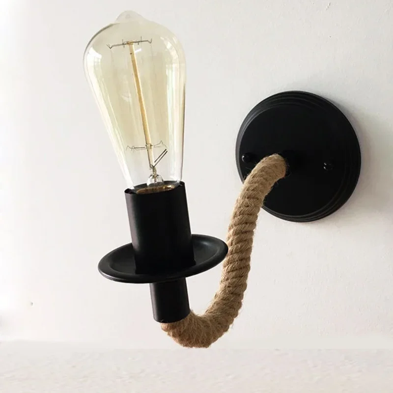 

Northern Europe Wall Lamp Industry Wind Bar Restaurant Aisle Corridor Wall Decoration Hemp Rope Wrought Iron Wall Lamp