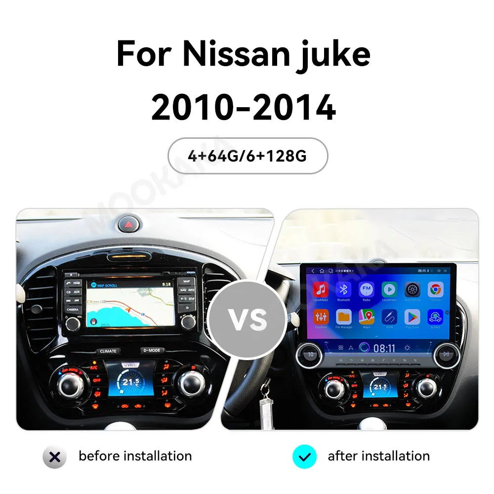 Android13 For Nissan Juke 2010-2014 Car Multimedia Video Player Dual Knob Screen Carplay GPS Navigation Head Unit 2Din Autoradio