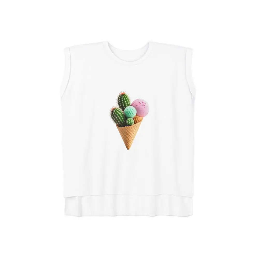 Women’s Flowy Rolled Cuffs Muscle Tee surreal cactus icecream designer t-shirt