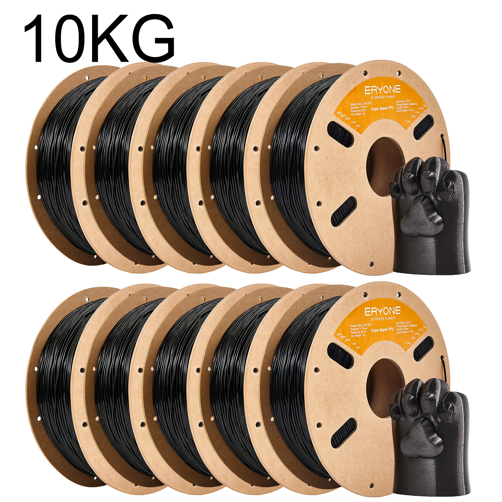 Filament TPU ERYONE 10KG Hyper Speed, filament TPU haute vitesse, flexible, souple, filament d'imprimante 3D, impression rapide